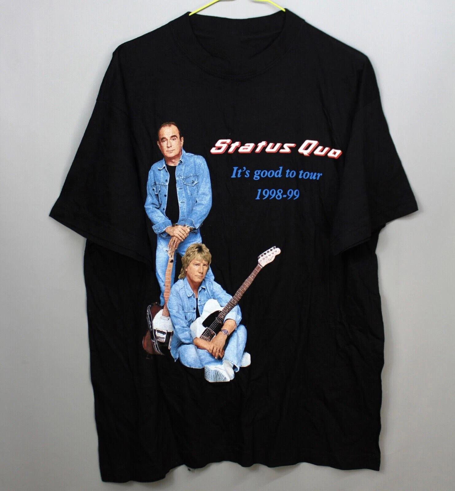 Men s and Women s T-shirts STATUS QUO Band It s Good To Tour Cotton Black Full Size Unisex Shirt XXXL
