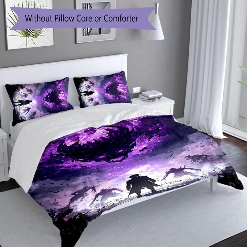 3pcs Solo Leveling Sung Jin-woo2 pattern bedding set duvet cover set includes duvet cover &pillowcases, perfect all season bedroom decoration & gift