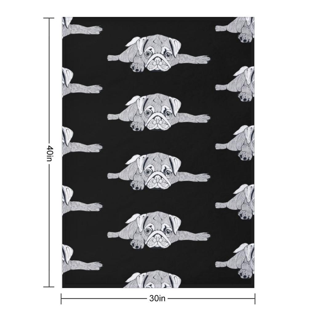 Lazy Pug Throw Blanket Blankets Ands Cosplay Anime Warm for Winter Loose Blankets