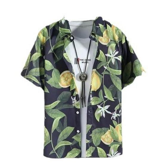 Uniseksowa letnia koszula z krótkim rękawem w kwiaty - Podróż Hainan Sanya i casualowy styl hongkoński