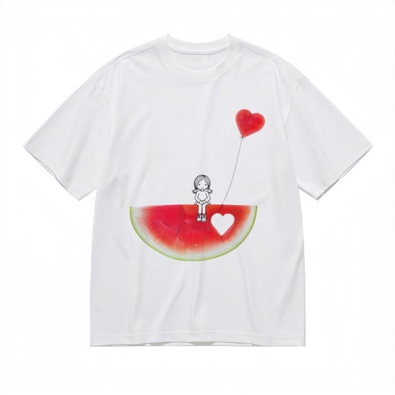 

Женская Мода Классическая Футболка Веселая Девушка На Дизайне Арбуза 4XL
