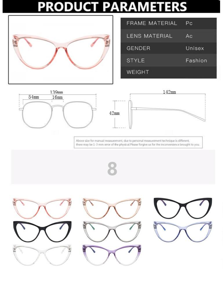 New Retro Cat Eye Glasses Frame Women Brand Vintage Trend Anti-Blue Light Glasses Transparent Frame Myopia Eyeglasses