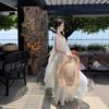 New versatile irregular backless suspender dress chiffon beach vacation style suspender dress
