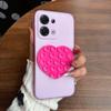 Heart Shape Suction Cup Phone Case for Vivo Y21 5G,Y11d,Y05 Semi Transparent Matte Shockproof Soft TPU Cover