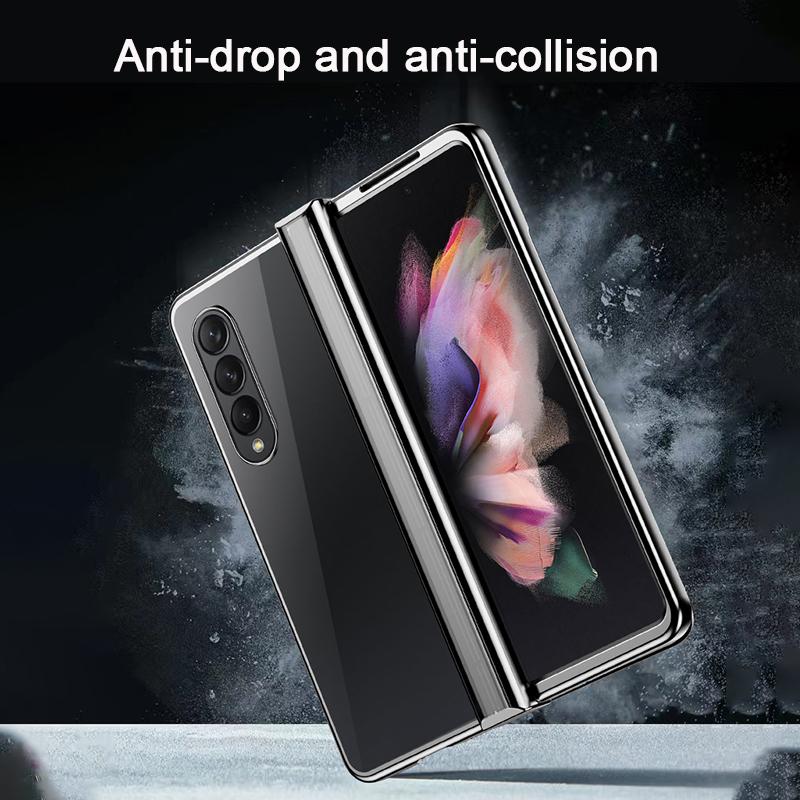 Hinge Full Protect Capa For Samsung Galaxy Z Fold 4 5g Case Ultra Thin Plating Transparent Shockproof Cover For Samsung Z Fold4