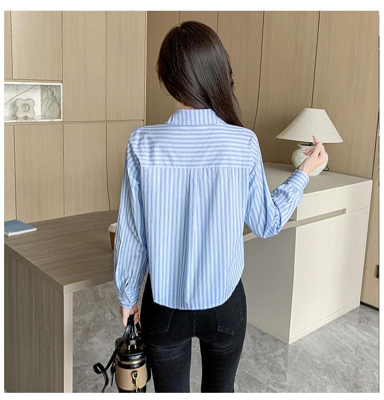 2024 Women's Casual Striped Cotton Shirt - Spring/Autumn