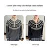 Women's Retro Fair Isle Stand Collar Wool Sweater - Loose Fit, 100% Wool, Plus Size Knitwear Outerwear