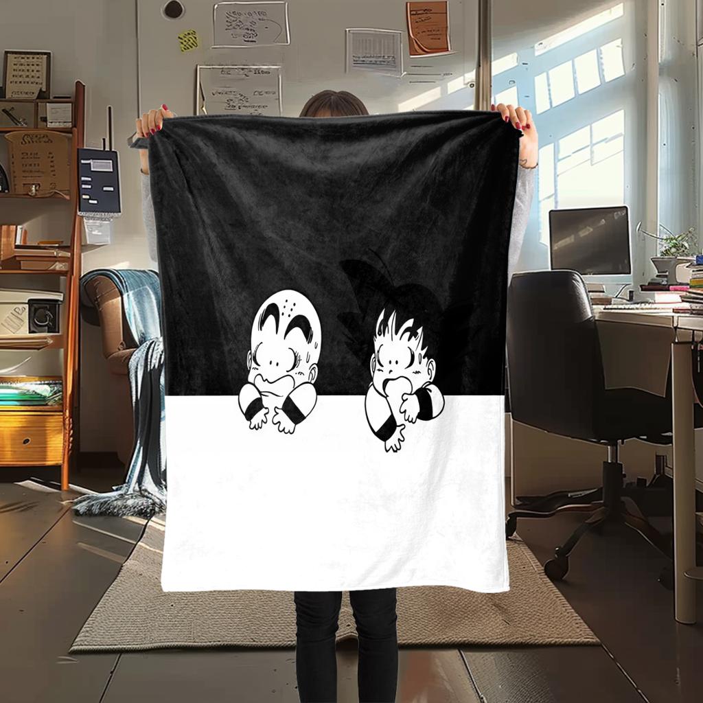 1 Stück Süße Cartoon Son Goku Aufdruck Flanelldecke, Hohe Qualität für Alle Jahreszeiten, Heimdekoration, Wärme und Komfort, Perfekt für Weihnachtsgeschenke
