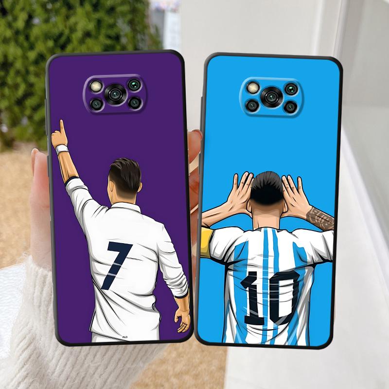 Phone Case for Poco X7 C71 X4 Pro M5s M7 M3 M4 Pro C40 C50 X3 NFC F3 F7 C75 X5 C51 C61 Soft Cover Football Star Numbers