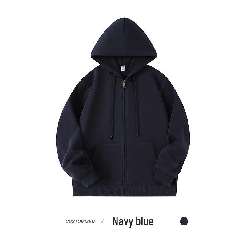 Unisex Zippered Hooded Sweatshirt - Solid Color, Loose Fit, Versatile Autumn Casual Hoodie Jacket M