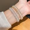 Pearl Beaded Threelayer Open Bracelet With Rhinestone Embellishments For Elegant Womens Jewelry