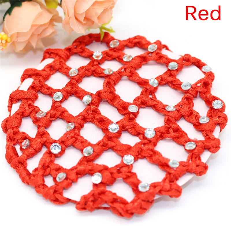 Beautiful Bun Cover Snood Women Hair Net Ballet Dance Skating Crochet Woman Rhinestone StylingHair Accessories Headwear