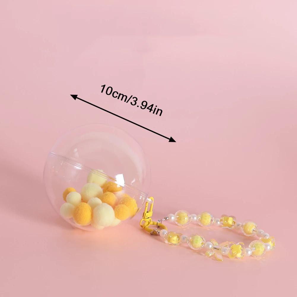 Small Doll Storage Bag Outdoor Doll Bag Keychain Portable Carrying Case Transparent Doll Display Bag with Plush Ball