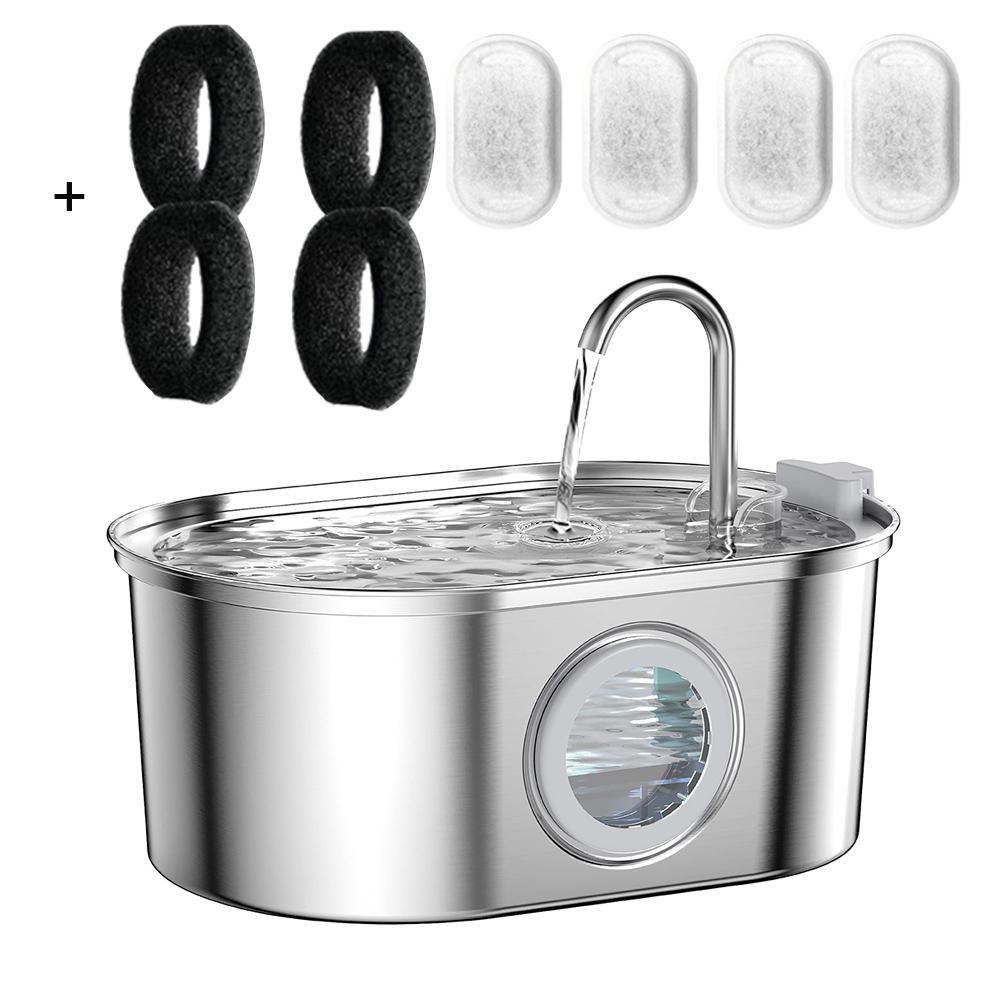 3L Kedi Su Pınarı 5V Paslanmaz Çelik Evcil Hayvan Kedi Su Sebili Şeffaf Pencere Tasarımlı Köpekler İçin Filtreli Pınar