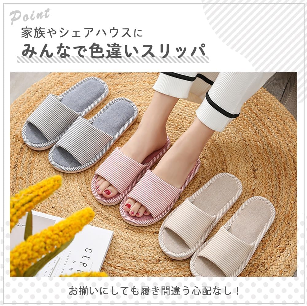 AZNABLE Indoor Washable Slippers Set for Stylish Set of 4 Pairs for Men and 2 Pairs for Guests, Open-Front Design, (2 Women)