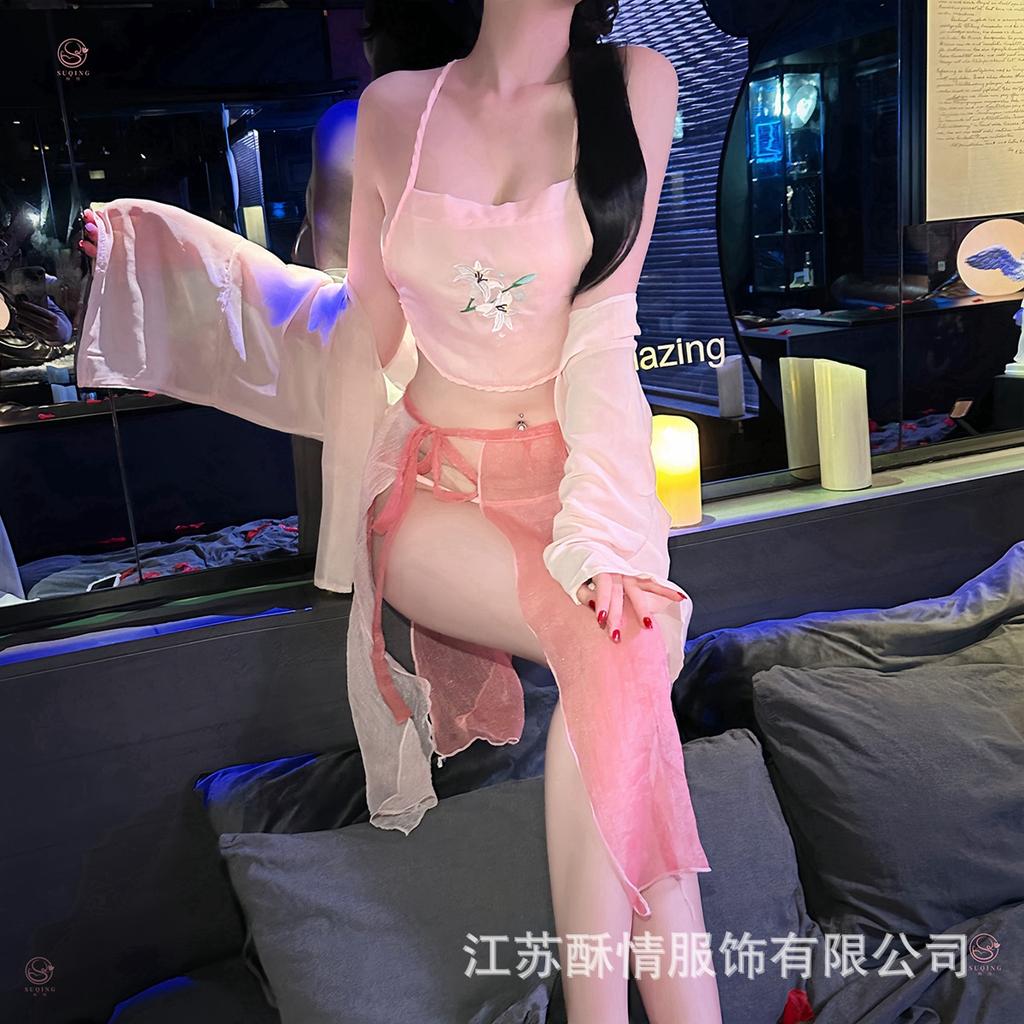 Sexy ancient Hanfu Republic of China style embroidered pajamas pure desire hot uniform temptation suit