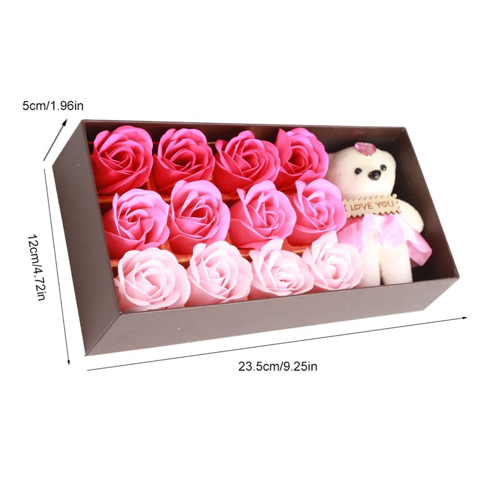 Pink Color Soap Flower Bear 12 Bouquet Romantic Bear Rose Flower Plush Bear Romantic Occasion
