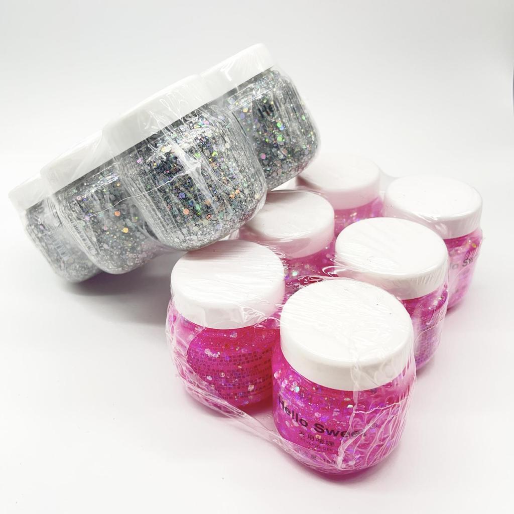 Hello Sweet Hair Glitter Gel – Jasná barva, Křišťálová tekutina pro jevištní líčení a styling
