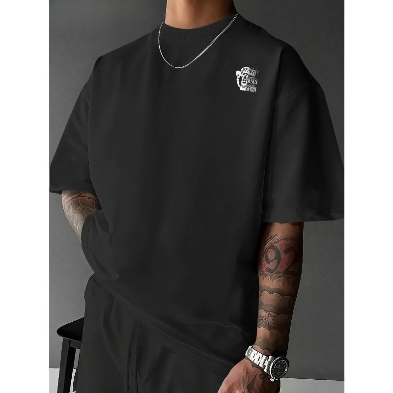 Men'S T-Shirts, Men'S Fashion Trendy "Blessed by GOD" Letter Print Regular Fit