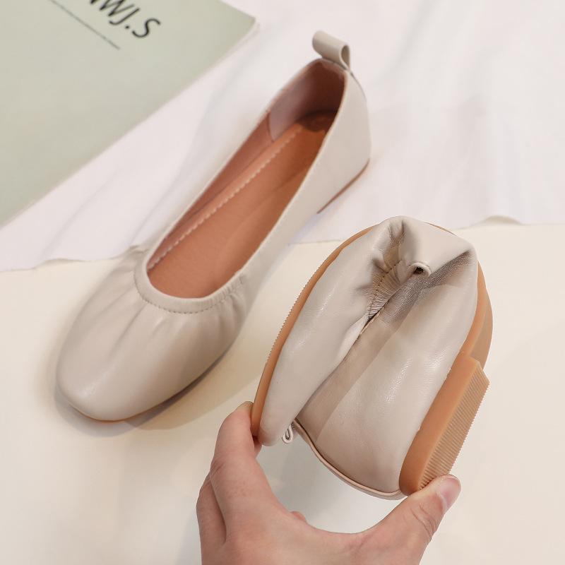 Genuine Leather Woman Casual Flats Female Retro Shoes Low Heeled Soft Soled Flat Shoes Casual Versatile Loafers Women