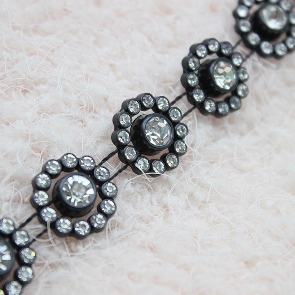 1 Yard Faux Rhinestone Chain DIY Sewing Trim for Wedding Dress Decor Black