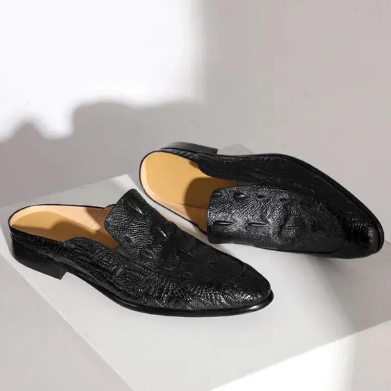 

Новые коричневые мужские тапочки для улицы, мужские туфли в британском стиле, черные, размер 38-46, ручная работа, Zapatillas De Casa Verano Hombre 46 чёрный