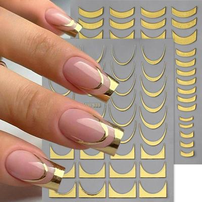 Metal Mirror Nail Stickers Gold Silver Nail Art Decals Colorful Sliders Manicure Decor Nail DIY