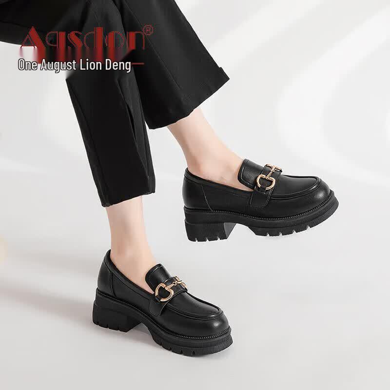 Agsdon Women s Retro Chunky Heel Loafers 37