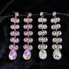 Silver Needle Rhinestone Water Drop Tassel Stud Earrings - Exquisite High-end Light Luxury Ear Jewelry