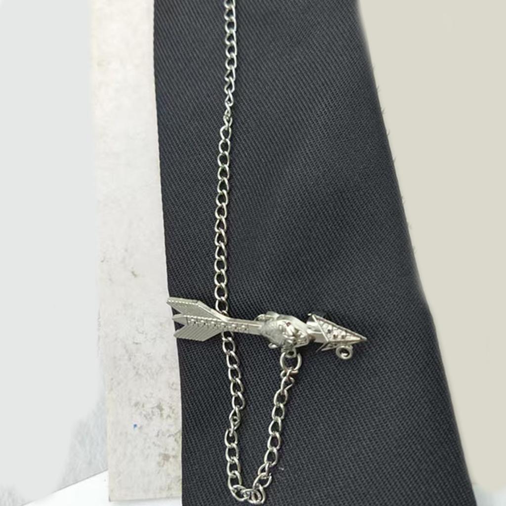 Adjustable Pre Tied Vintage Neck Tie Student Uniform Metal Arrows Chain Tie For Punk Rock Outfit Anime Cosplay Accessory