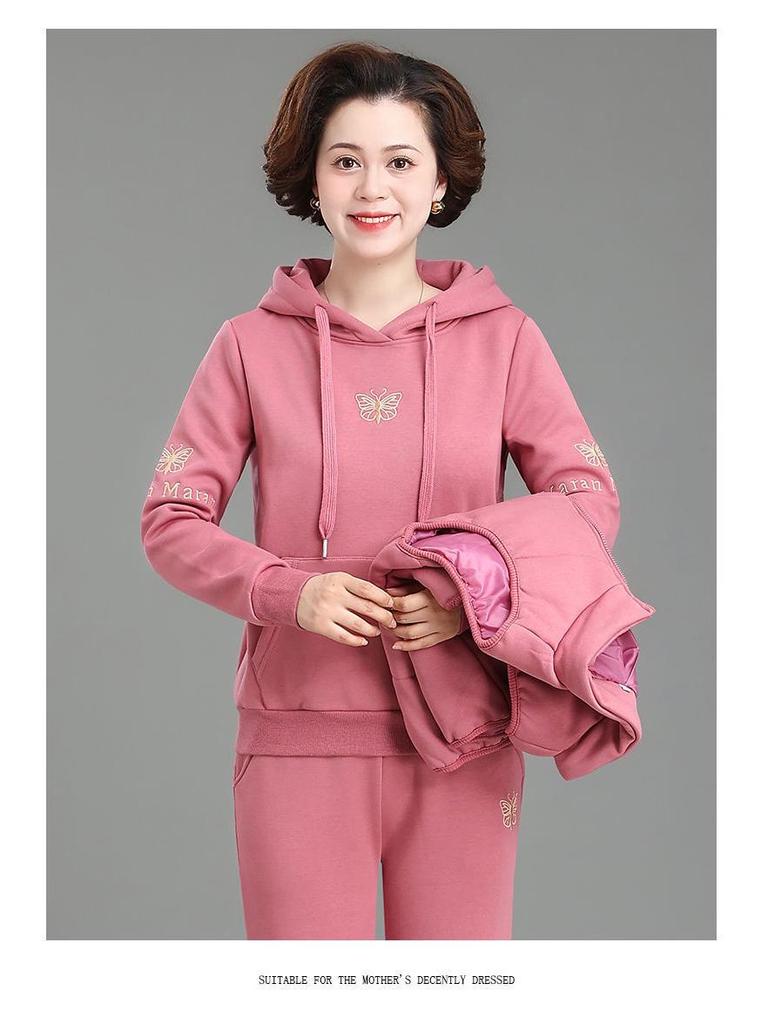 Women's Winter Sportswear Set: Velvet Thickened Vest & Coat for Middle-Aged & Elderly
