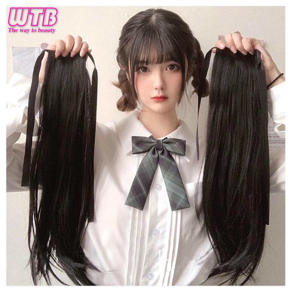 WTB Synthetic Hair Fiber Heat-Resistant Curly Hair With Ponytail Fake Hair Chip-in Hair Extensions Pony Tail Wig With Braids