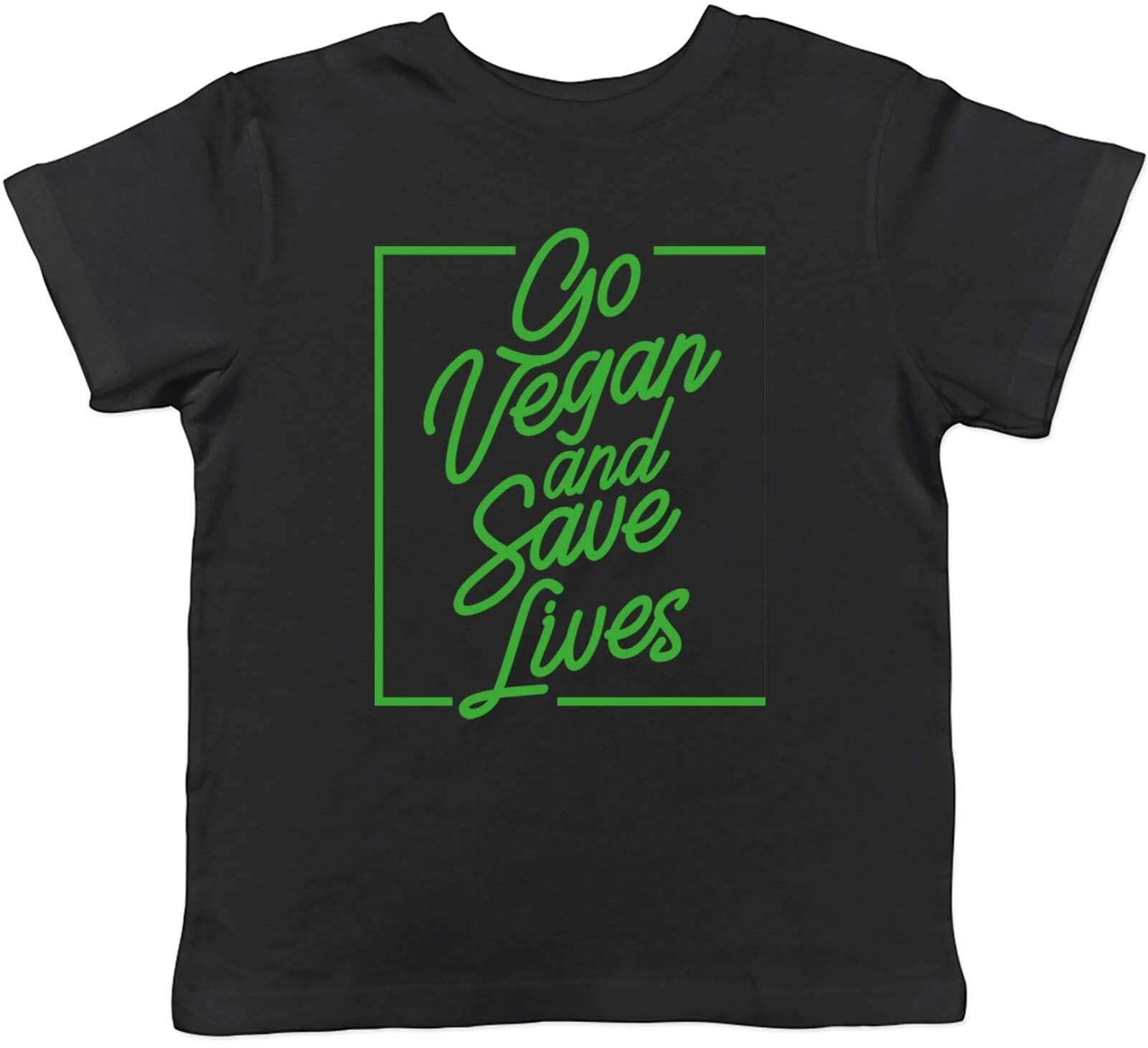 Go Vegan Kids T-Shirt Save Lifes No Meat Veganuary Veganism Childrens Boys Girls 130
