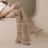 Long Boots Women's Knee Boots 2025 Spring and Autumn New Versatile Internet Celebrity Thin Boots Thick Medium Heel Elastic High Boots