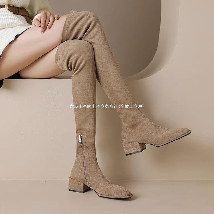 Long Boots Women's Knee Boots 2025 Spring and Autumn New Versatile Internet Celebrity Thin Boots Thick Medium Heel Elastic High Boots