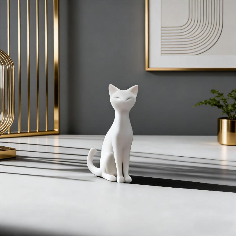 Cat Figurines Simulation Plastic Cat Refrigerator Sticker Material Miniatures Cartoon Car Cat Ornament Kids Toy_