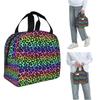 Bunte Regenbogen-Leopardenmuster Tierhaut Gepard Isolierte Lunchtasche für Damen Kinder Essensboxen Thermische Lunchbox Tragetasche