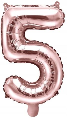 Balon Foliowy Cyfra "5" 35Cm Różowe Złoto 1 Szt.