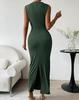 European Spring/Summer Sleeveless Back Slit Pleated Tight-Fitting Women's Dress 2026