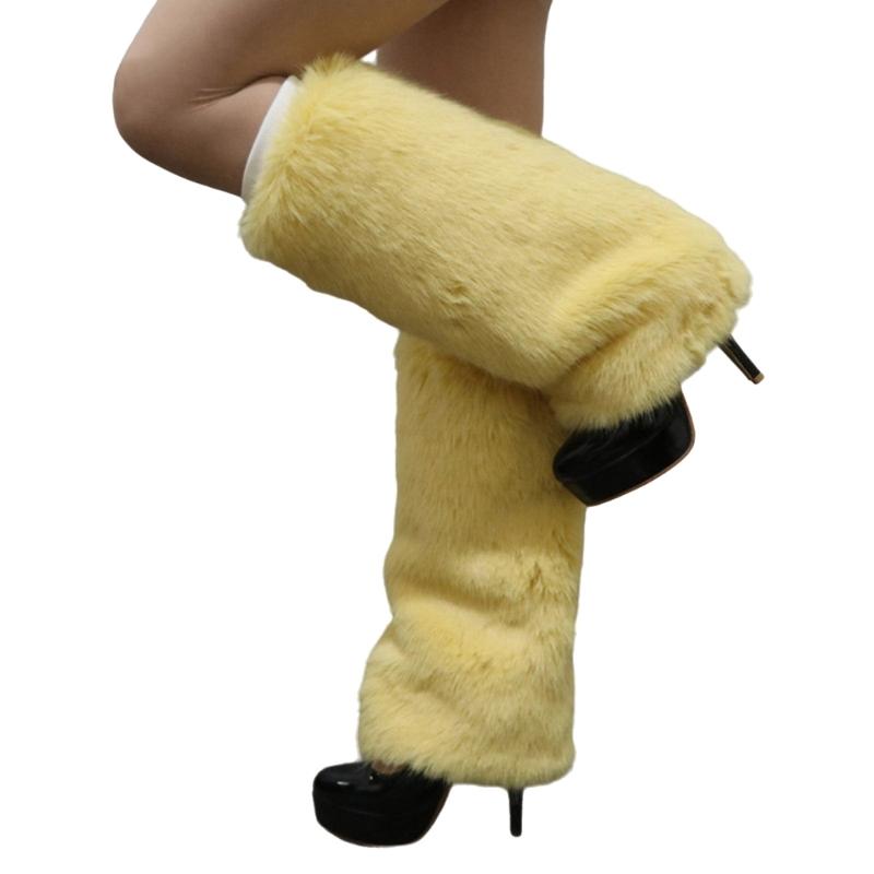Elegant Soft Furry Leg Warmers Winter Accessory for Women Thermal Warm Fuzzy Plush Boot Cuffs Covers Leg Gaiters Socks