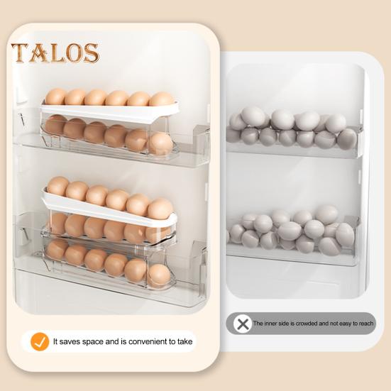 Stojan na vejce do lednice Velká kapacita Průhledný design Vícevrstvý Automatické rolování Organizér na vejce do lednice