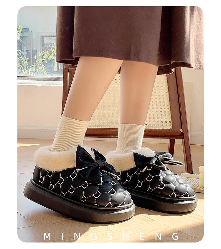2023 Trendy Women's Waterproof Winter Cotton Slippers with Closed-Back Design
