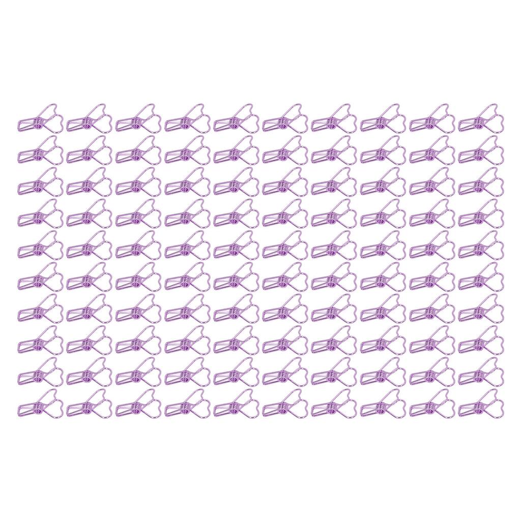 100 Pcs Binder Clips Hollow Heart Shape Strong Clamping Force Metal Small Binder Clips for Office