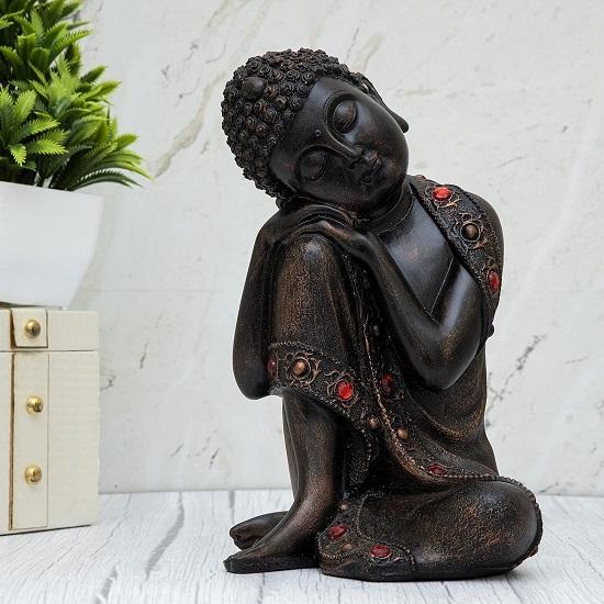 

@ Polystone Buddha Idol Statue Showpiece For Gifting Home Decor 555 Gm Zr-9008-60%Off
