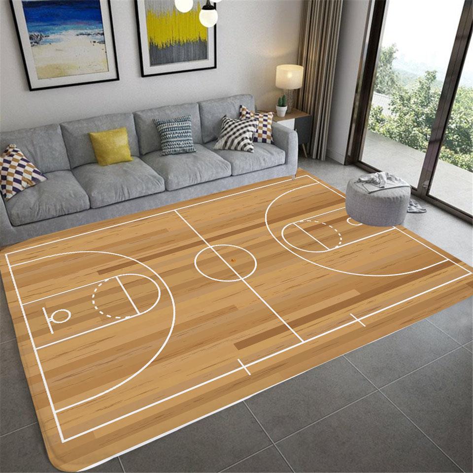 3D Basketball Court Printed Carpet Bedroom Bedside Living Room Sofa Table Area Rug Soft Large Size Floor Mat Doormat Home Decor