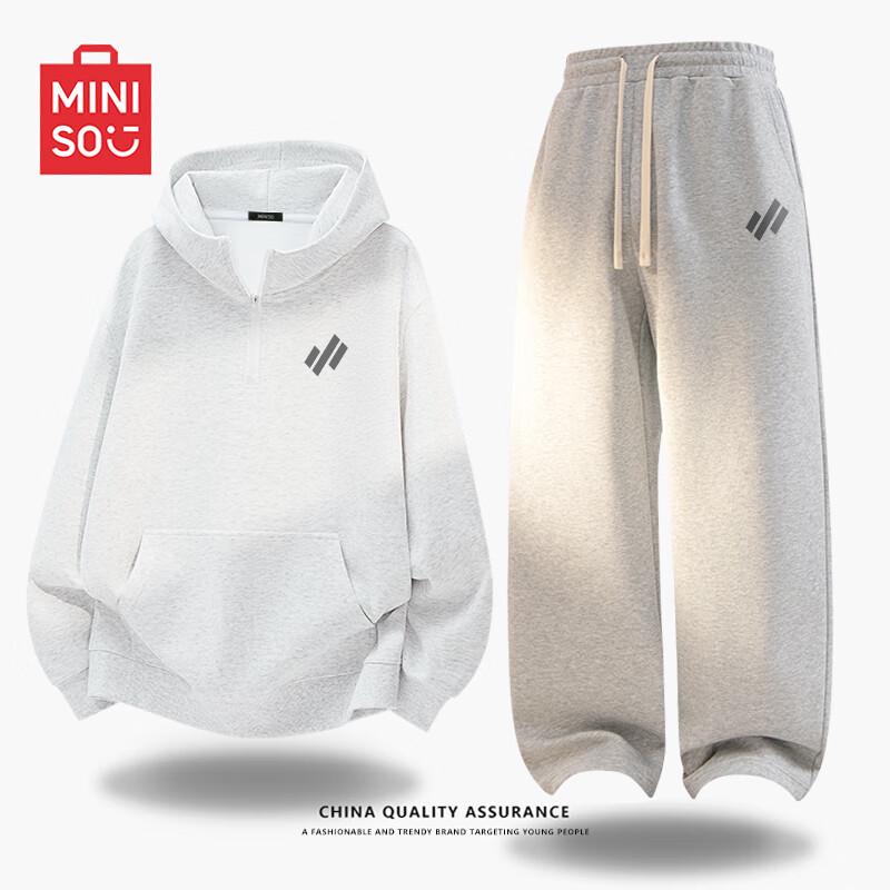 

MINISO Men s Half-Zip Hooded Tracksuit Set L