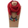 LARRIVED Jewelry Pendants Necklaces Scarf Solid Chiffon Hijab Beads Jewelry Circular Pendant Scarf Women Decorative Neckerchief
