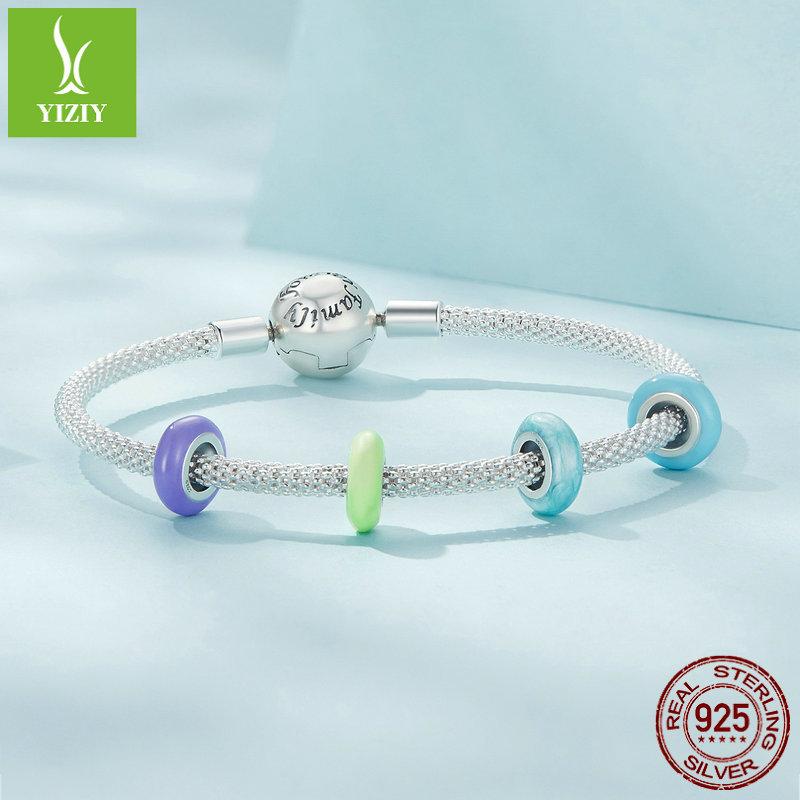 925 Sterlingsilber Perlen Einfaches Perlenarmband Schmuckzubehör Silikon Positionierungsperle Trenner Scc1450