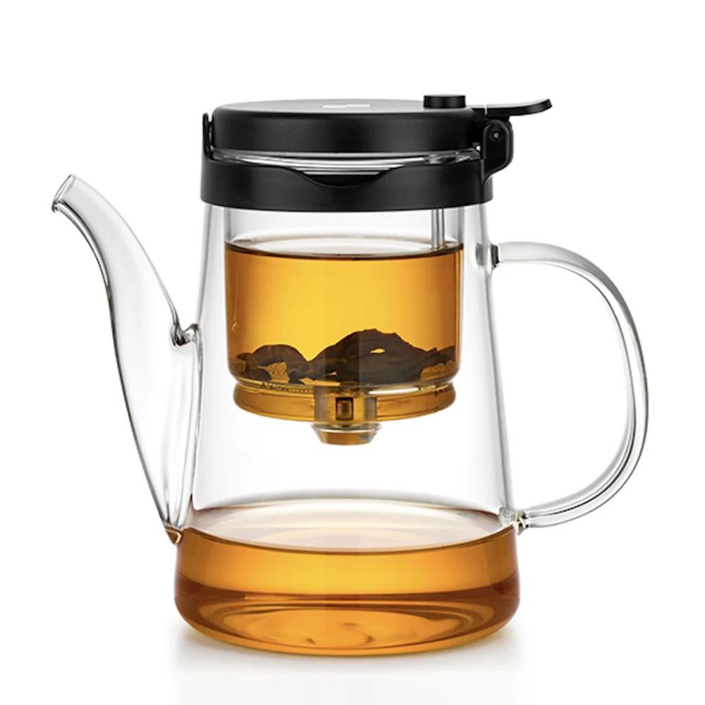 Bonston-Elegant Teapot with Insulation Separation, Bubble Tea Cup, Heat-Resistant Glass Teapot, Simple Filter Tea Cup