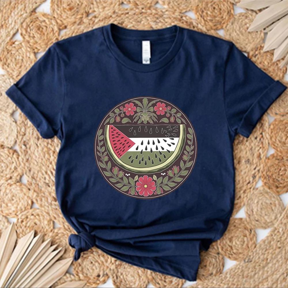 Watermelon Symbol Freedom T Shirt Human Rights T-shirt Peace and Love Tshirt Watermelon Flag Tees Unisex Short Sleeves Tops